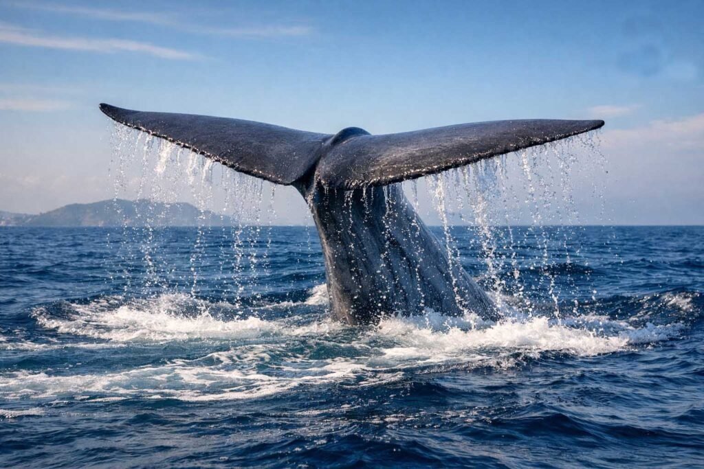Blue Whale tail fluke sighting off the coast of Mirissa, Sri Lanka. copy